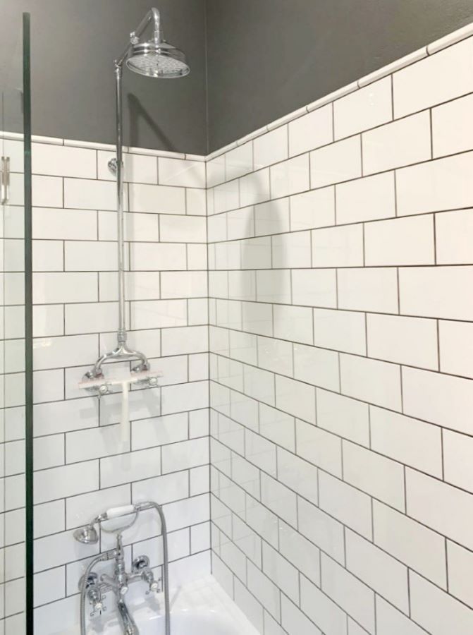 Classic White 100x200 subway tiles in a bathroom renovation Australia