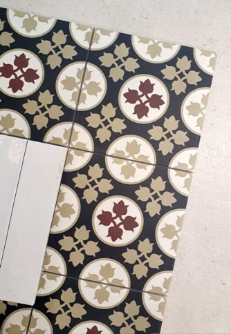 Aparici pattern tiles, Sydney bathroom
