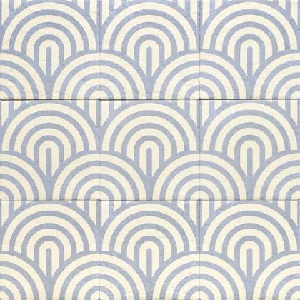Close-up of blue Arc pattern porcelain tiles
