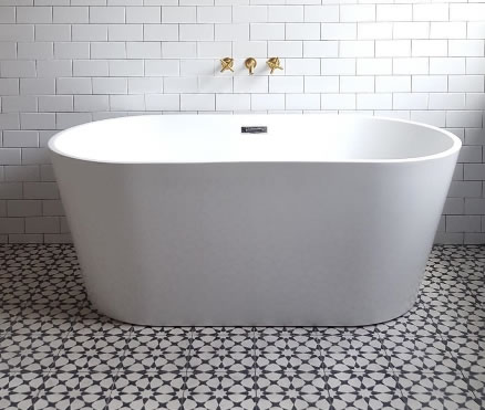 Monochrome black and white pattern and subway tiles in a bathroom