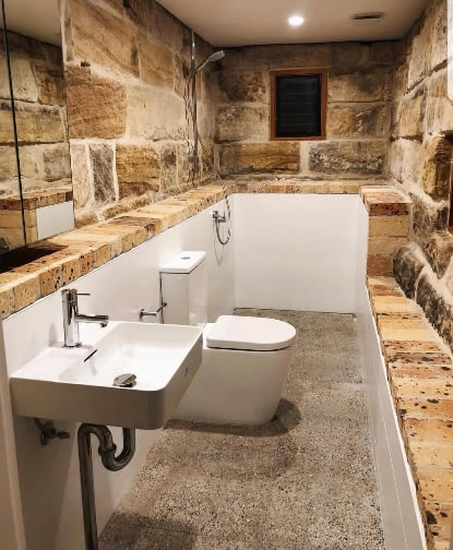 Spanish terrazzo look porcelain tiles in a bathroom