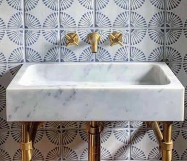 Patterned bathroom wall tiles, Australia