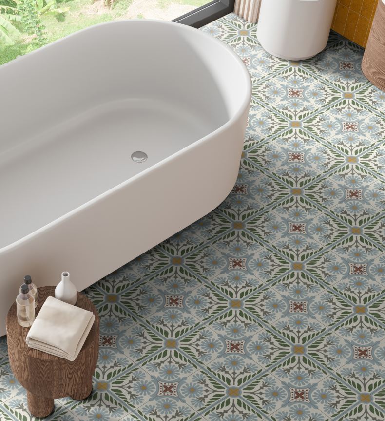 Bathroom pattern tiles laid in Sydney 