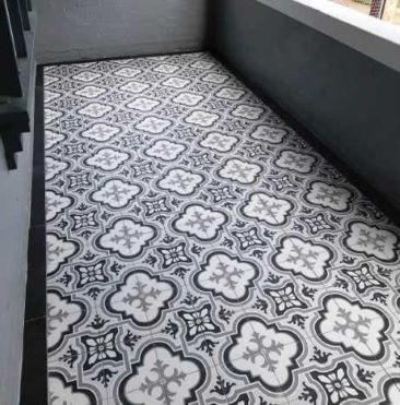 Encaustic look pattern tiles, coastal home Sydney