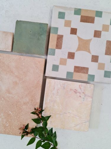 Farmhouse patterned porcelain floor tiles in a Sydney bathroom