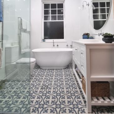 Patterned bathroom tiles, Sydney