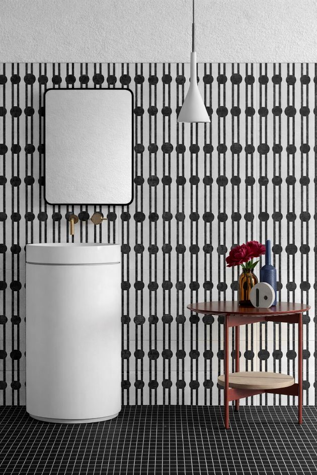 Spanish porcelain retro pattern tile from the Crea Ona range by Aparici