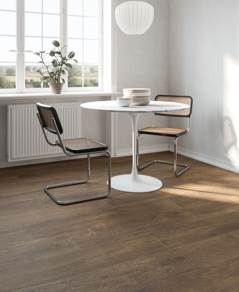 Lenk timber look porcelain floor in an open-plan space