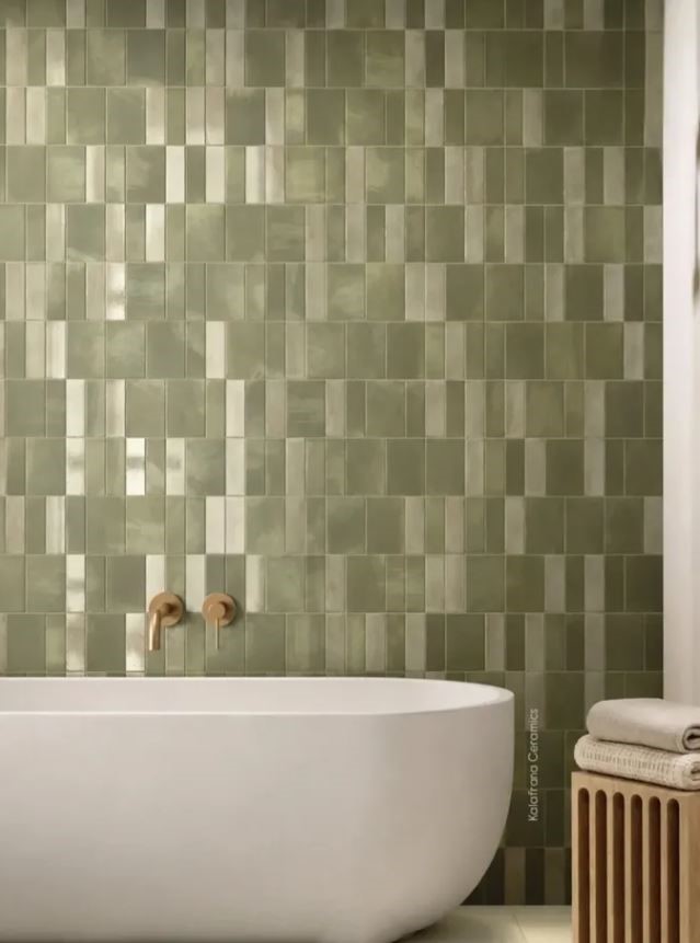 Miyako wall tiles in green as a feature wall tile
