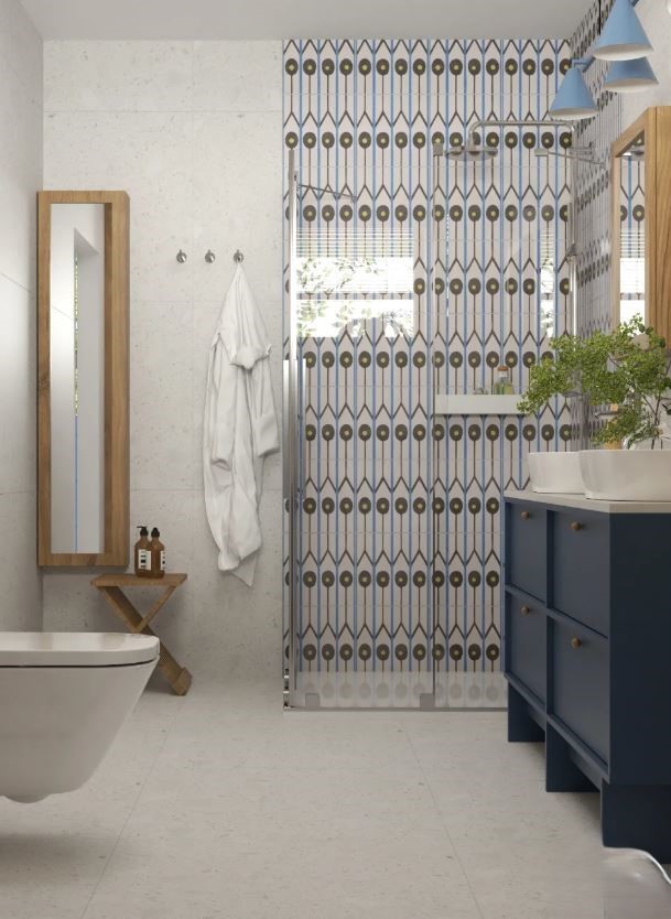 Modern Mid Century retro bathroom tile design
