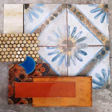 Moroccan pattern floor tiles in a Sydney bathroom