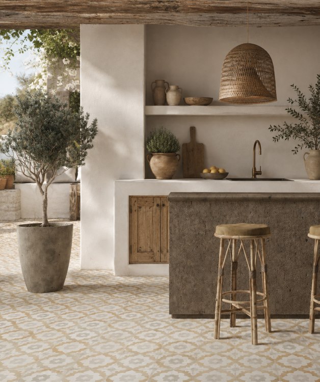 Moroccan outdoor application of patterned floor tiles in Sydney