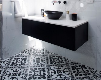 Black and white pattern floor tiles, Sydney