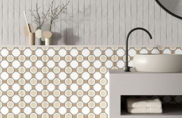 Retro porcelain pattern floor tiles, Sydney