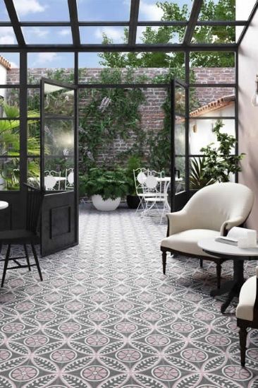 Pink pattern floor tiles, Sydney