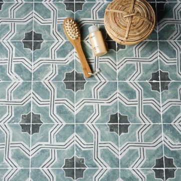 Spanish green encaustic floor tiles, Sydney