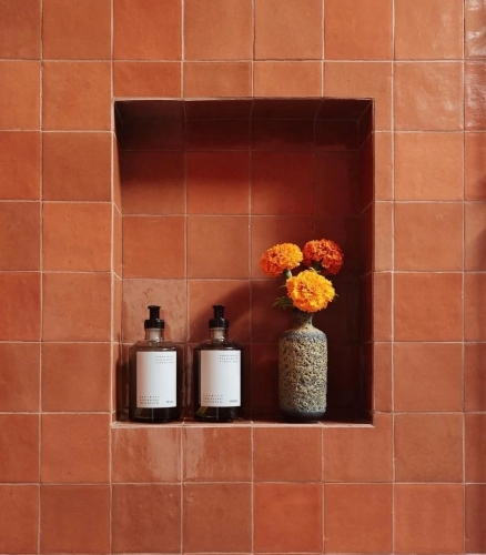Bathroom with Zellige look wall tiles Sydney Australia