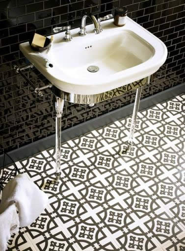 Art deco pattern bathroom floor tiles