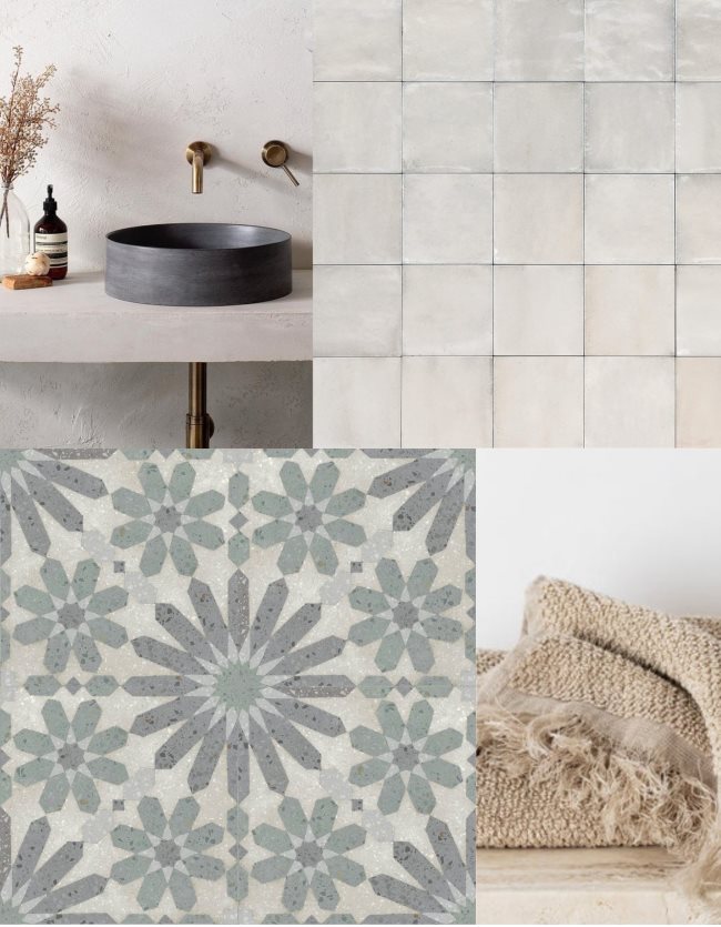 Bathroom design ideas with encaustic look tiles