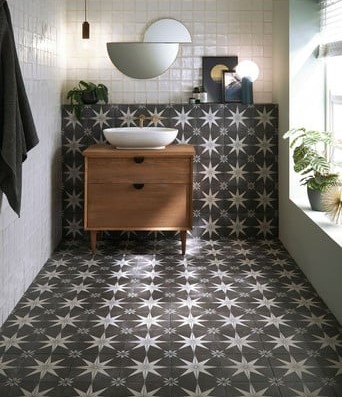black and white bathroom tiles