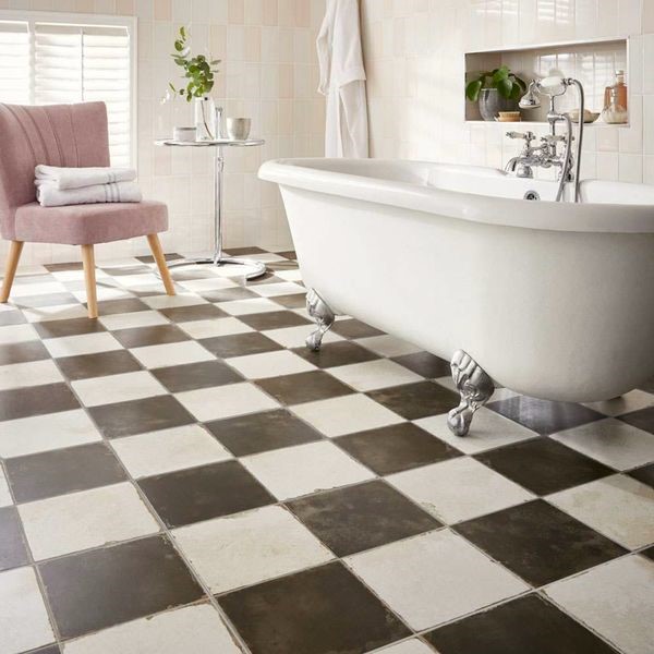Checkerboard floor tiles laid in a bathroom Sydney