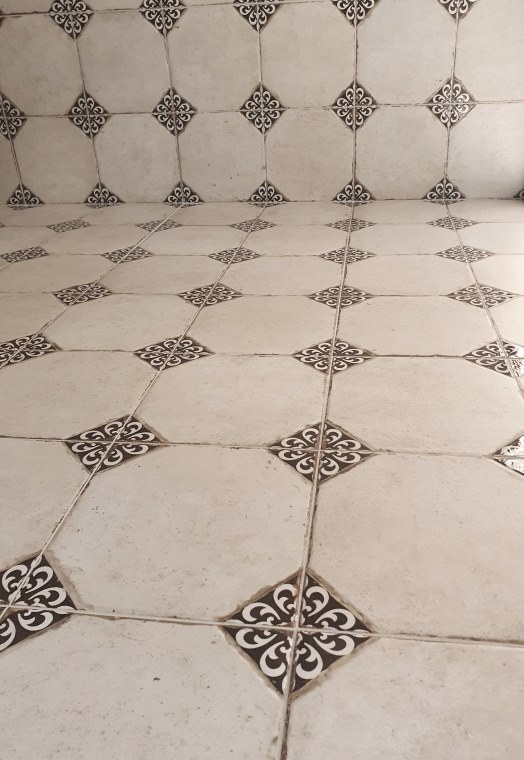 Sydney bathroom renovation with black and white tiles
