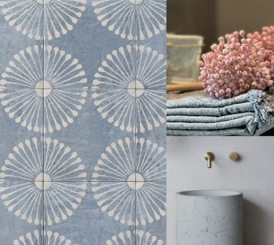Bathroom design ideas with blue tiles Sydney