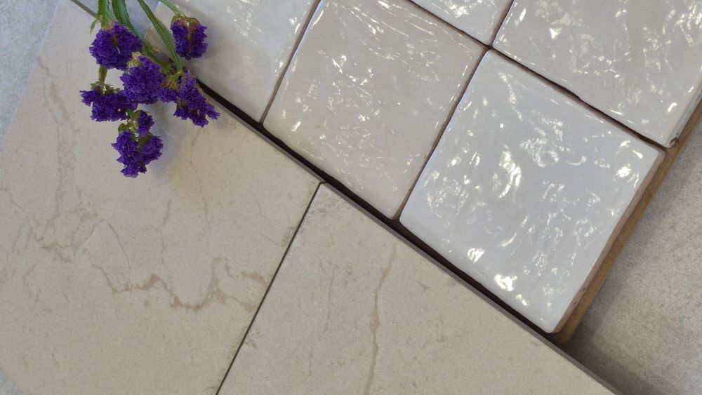 Crema Marfil Marble in a porcelain tile perfect for bathroom floors