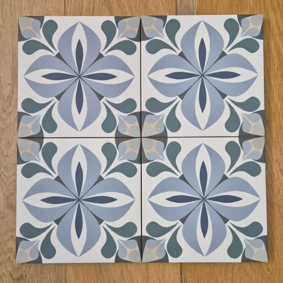 Blue and Forest Green patterned tiles
