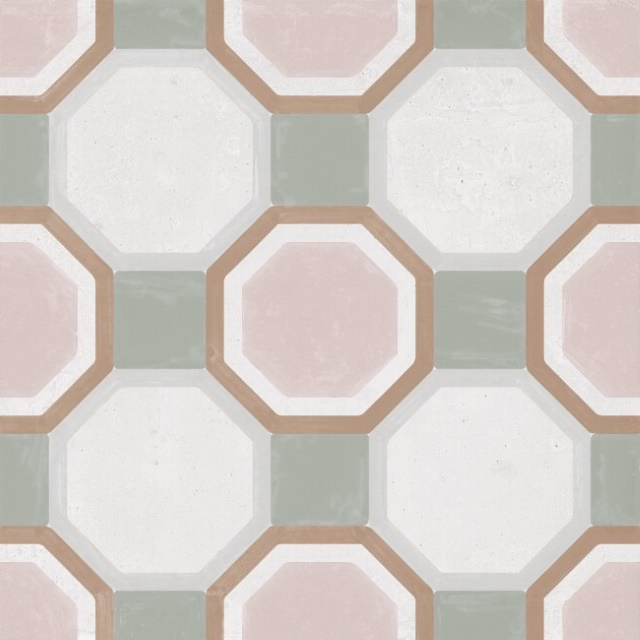 Geometric retro pattern pink tiles KC922