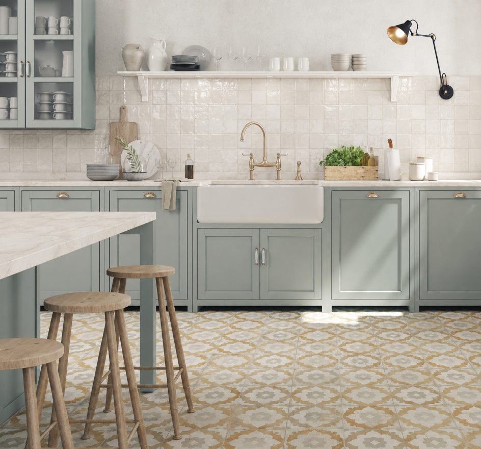 Modern farmhouse kitchen floor tile designs Sydney
