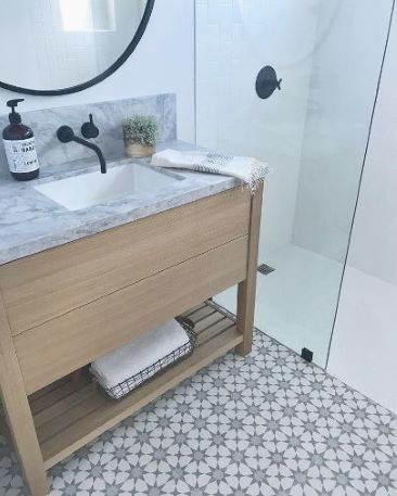 Coastal Hamptons bathroom tiles, Sydney