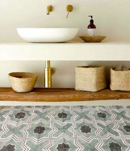 Green bathroom pattern tiles Sydney Australia