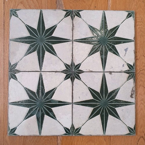 Sage Green Gloss and Matt star pattern floor tiles Sydney