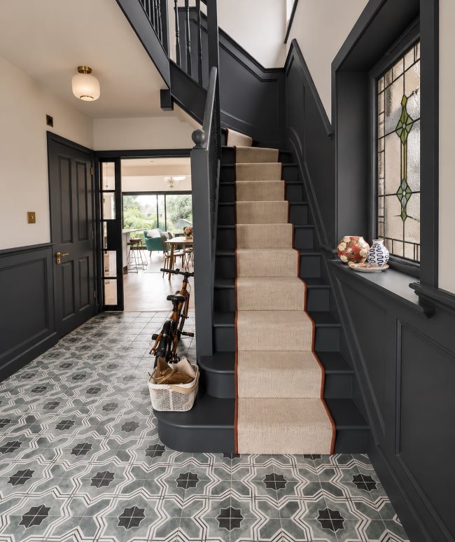 Green encaustic floor tiles laid in Sydney home