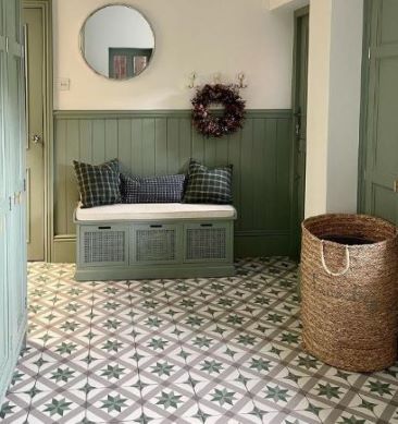 Heritage green pattern floor tiles Sydney