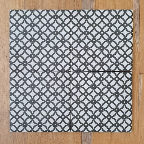 KC854 black and white pattern porcelain floor tile