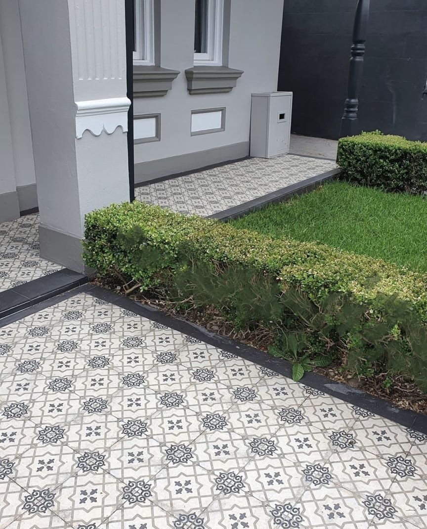 pattern tiles laid outdoors in an Australian home