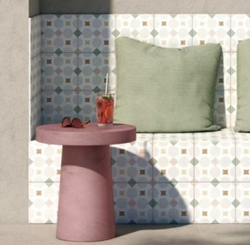 Pink geometric pattern tiles, Sydney