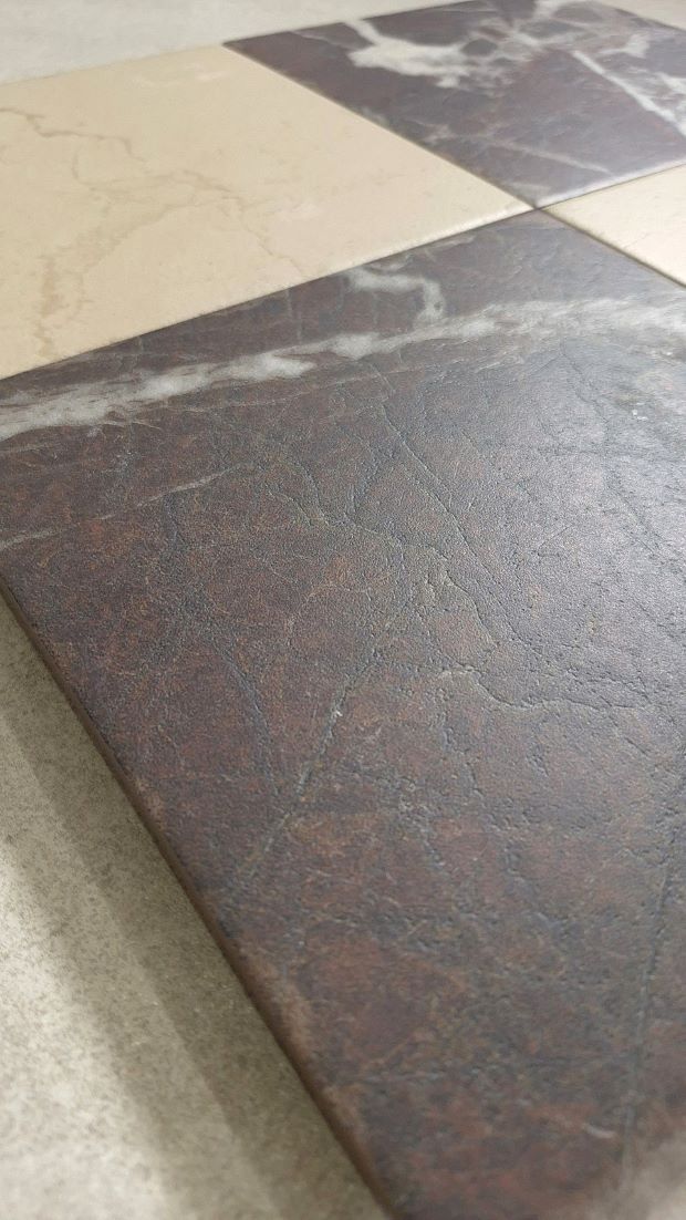 Porcelain tile with a natural stone look finish