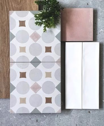 Geometric pattern retro bathroom tiles, Sydney