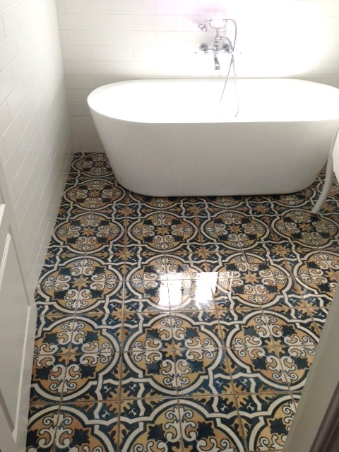 Rustic bathroom floor tile design sold in Sydney
