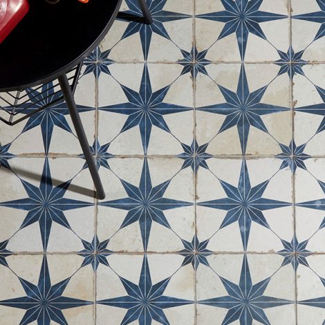 Blue farmhouse star pattern tiles sold in Sydney