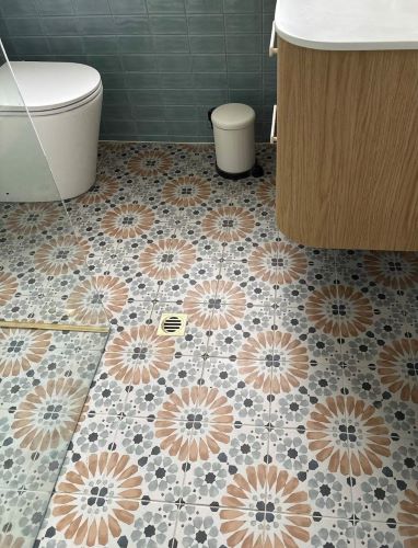 Valencia Spanish patterned porcelain tiles in Australian bathroom design