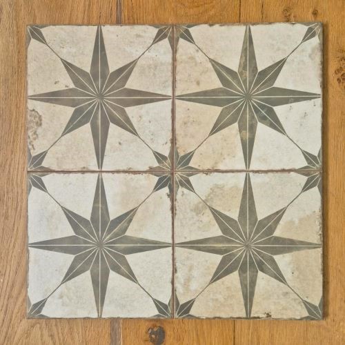green vintage pattern floor tiles